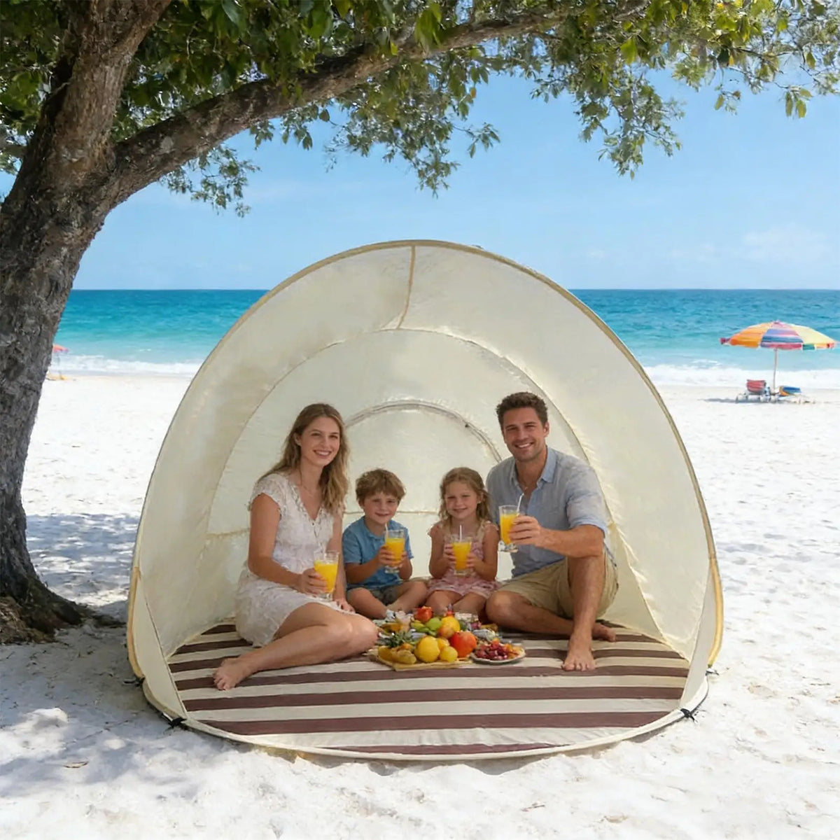 Pop-Up Beach Tent 3-4 Person | UPF 50+ Sun Shelter Canopy Pop-Up Beach Tent Axl