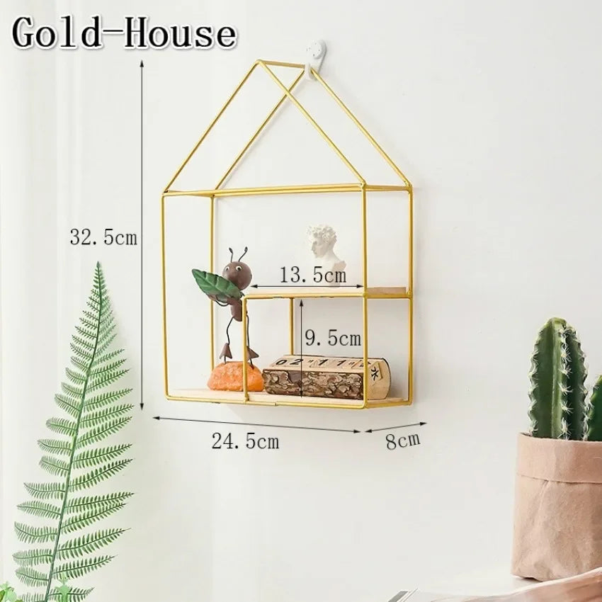 Nordic Metal Wall Shelf – DIY Iron Storage Rack | Home Decor Wall Storage Shelf Axl gold-house