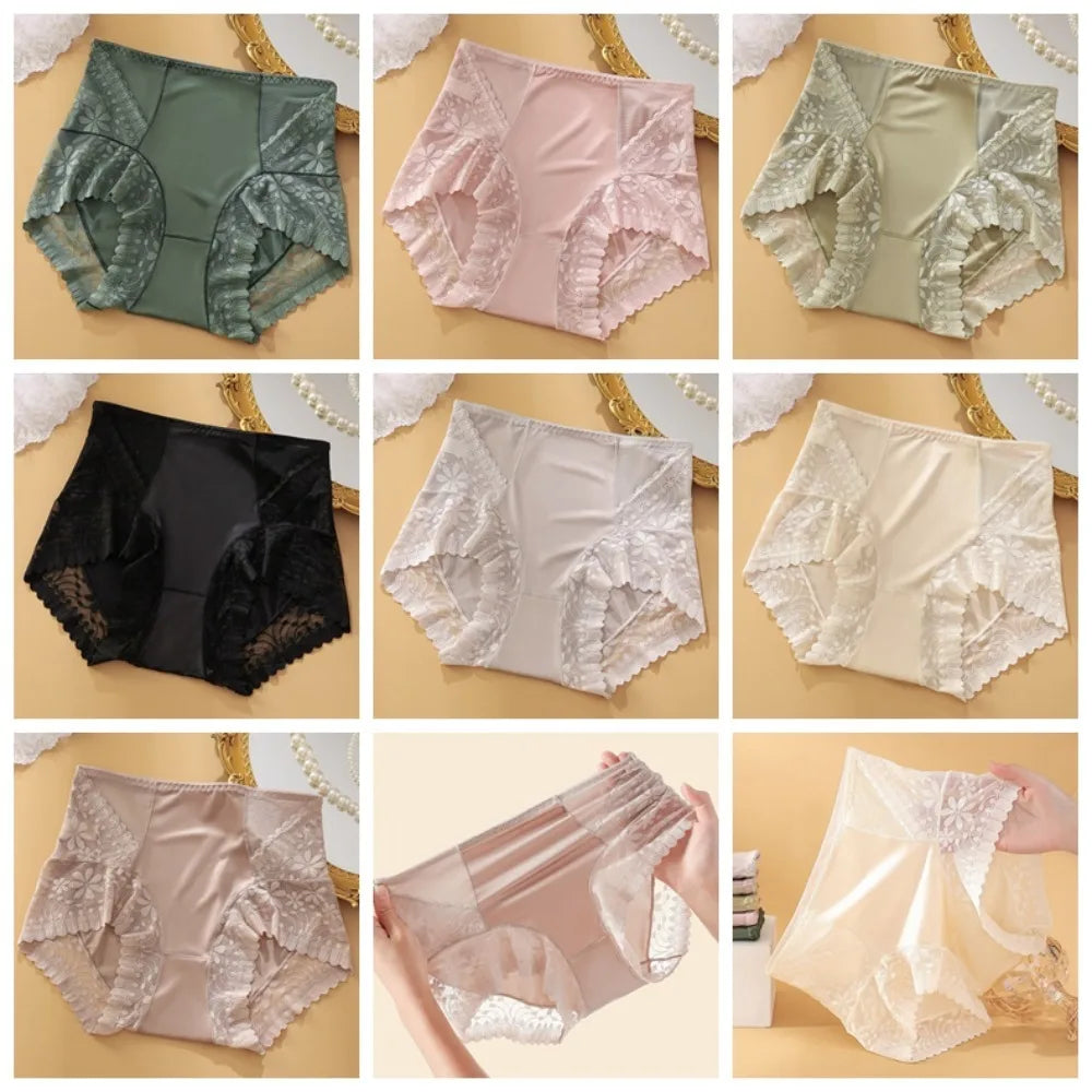 Women's Ice Silk High-Waist Lace Briefs | Smooth & Comfy Women's Silk Briefs Axl