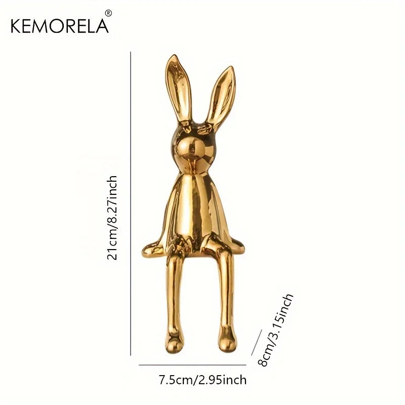 Ceramic Long-Eared Rabbit Statue | Luxury Home Décor Ornament Decorative Figurine Axl