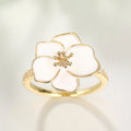 Huitan White Flower Ring – Cubic Zirconia Wedding Band Fashion Ring Axl T0150 6