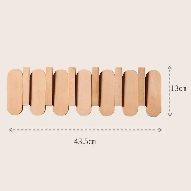 Piano Key Wall-Mounted Coat Rack – 12-Hook Oak Wood Organizer Wall-Mounted Coat Rack Axl Style B-6 Hooks