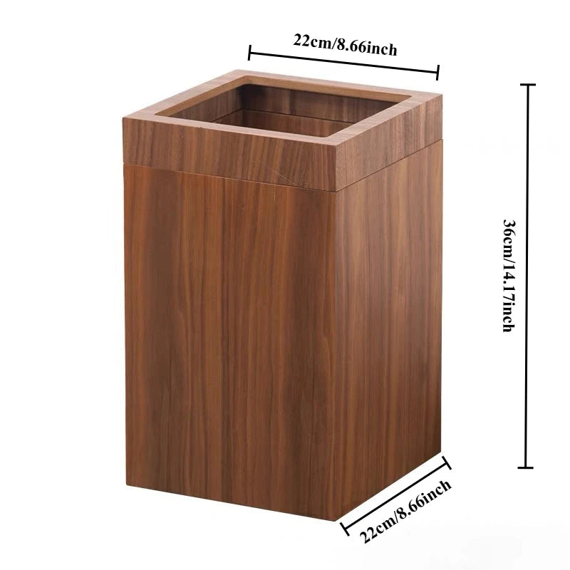 Nordic Wooden Trash Can – Minimalist 12L Wastebasket Wooden Waste Bin Axl Peach Colored Square