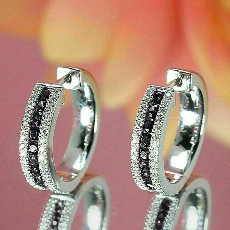 Huitan Blue CZ Hoop Earrings – Cubic Zirconia Fashion Jewelry CZ Hoop Earrings Axl E3728