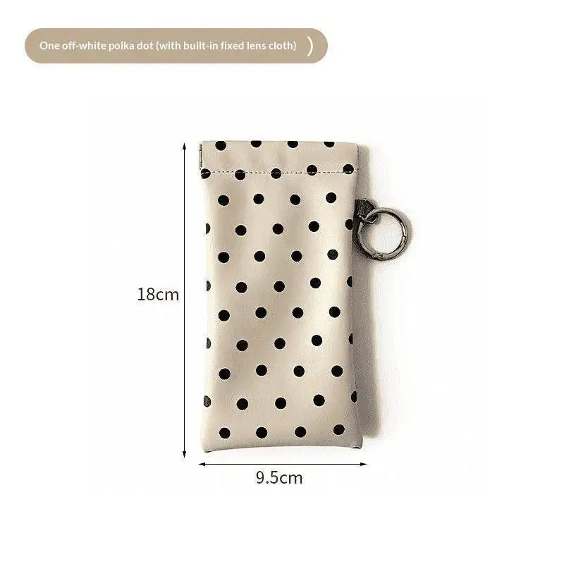 Polka Dot Eyeglass Pouch with Keychain – Soft PU Leather Case Eyeglass Case Axl