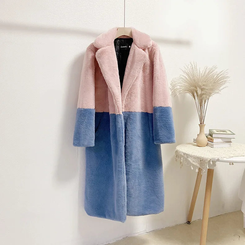 Women's Faux Fur Long Plush Coat – Plus Size S–5XL Winter Faux Fur Coat Axl Pink and blue 4XL-5XL China Mainland