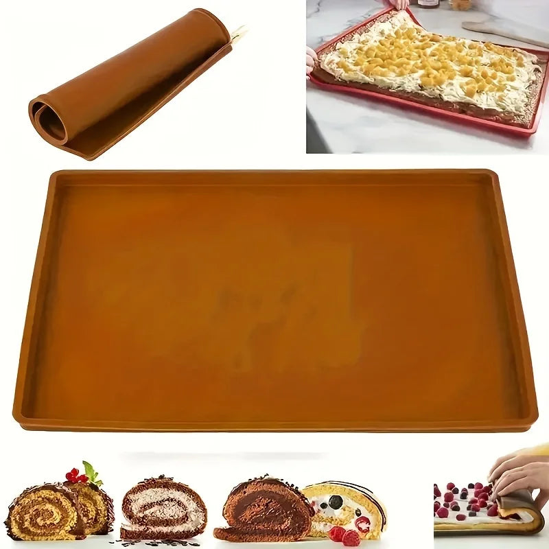 Non-Stick Silicone Swiss Roll Cake Mat 12.2"x10.23" Baking Pad Silicone Baking Mat Axl