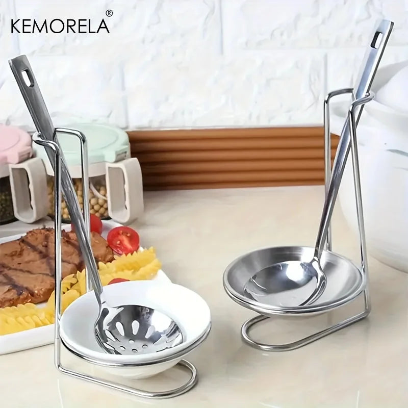 Gold Stainless Steel Spoon Holder & Ladle Rest | Kitchen Tray Utensil Holder Axl