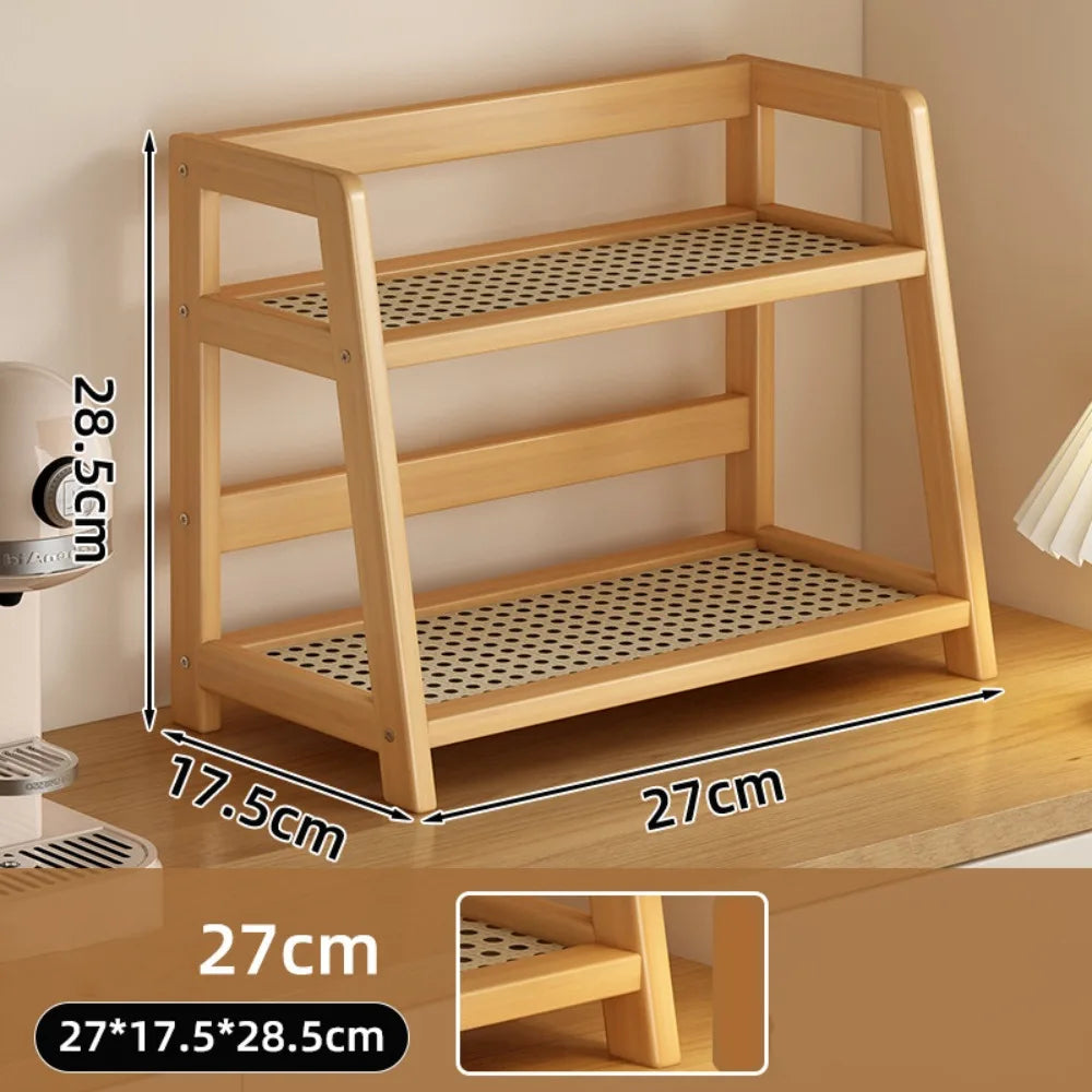 Wooden Desktop Shelf – Spice Rack & Countertop Organizer Desktop Storage Shelf Axl S