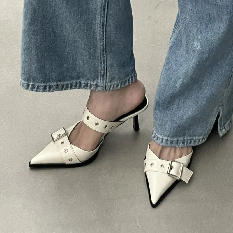 Women's Punk Goth Metal Buckle Pointed Toe High Heel Sandals High Heel Sandals Axl