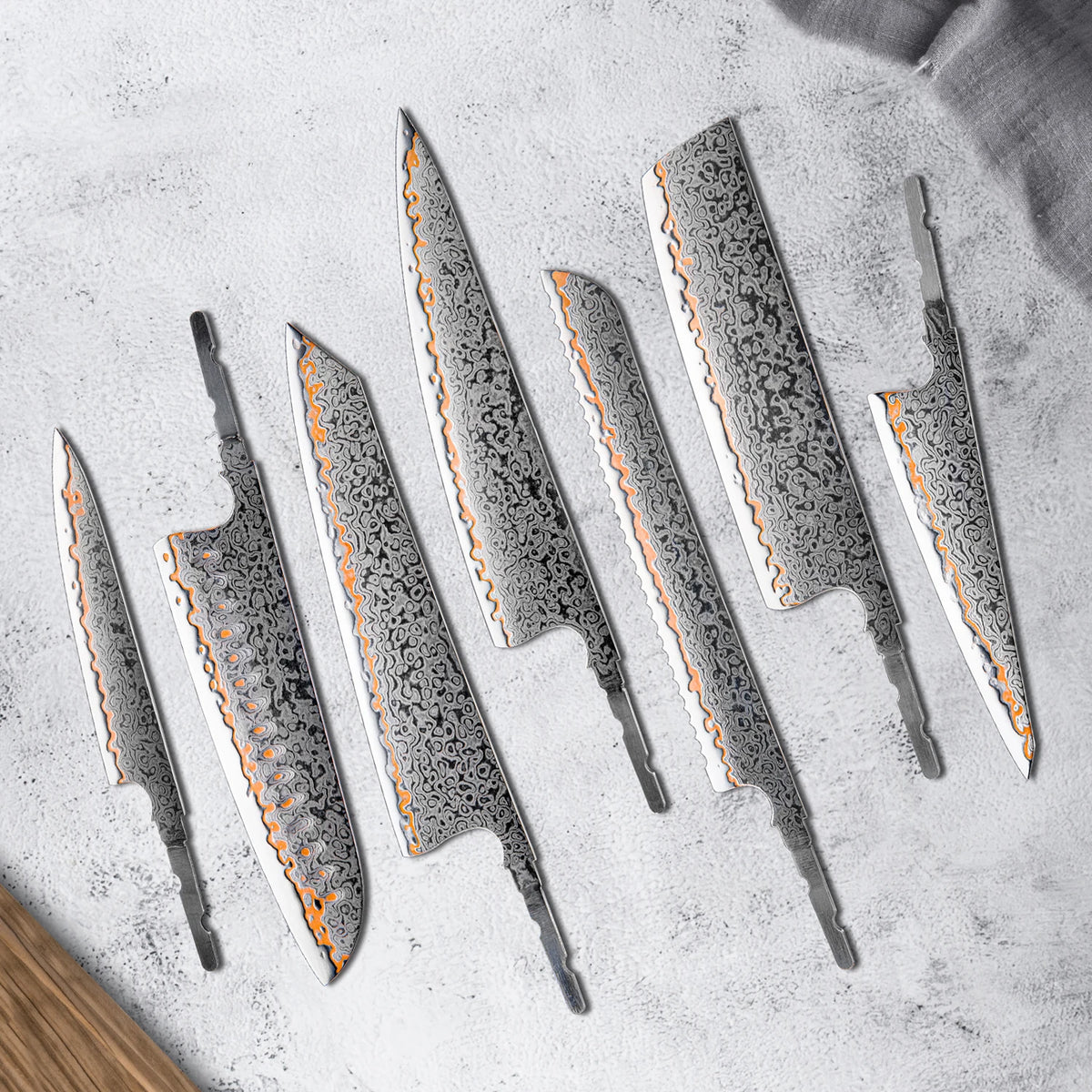 Grandsharp 55-Layer Damascus Steel DIY Knife Blade Set – 1–7 Pcs DIY Knife Blade Set Axl