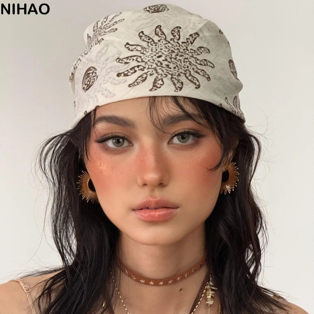 Y2K Floral Cotton Square Hair Scarf – Bandana Headwrap Hair Scarf Bandana Axl