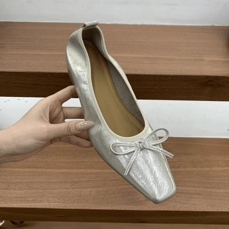 Women's Square Toe Flat Slip-On Shoes – Anti-Slip Dance Flats Women's Flat Shoes Axl 37 Champagne