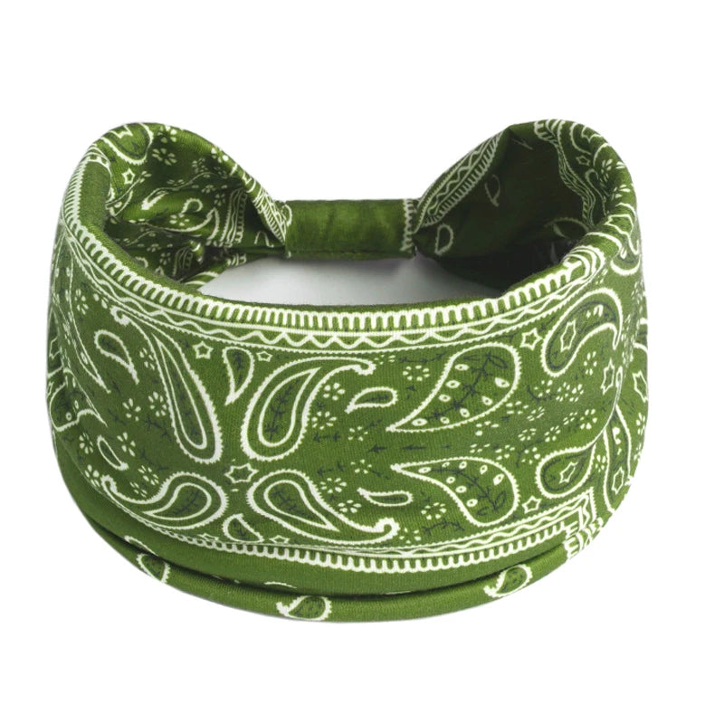 Boho Knot Turban Headband – Wide Printed Hair Wrap for Women Turban Headband Axl