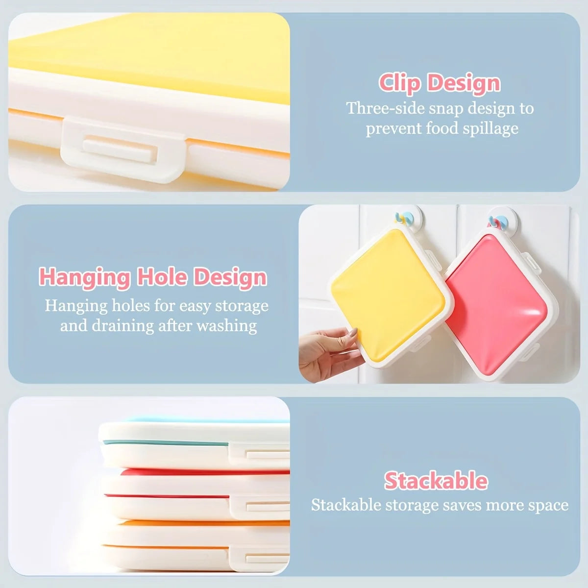 Silicone Sandwich Container – BPA-Free Snap Lid Food Storage Box Silicone Food Container Axl
