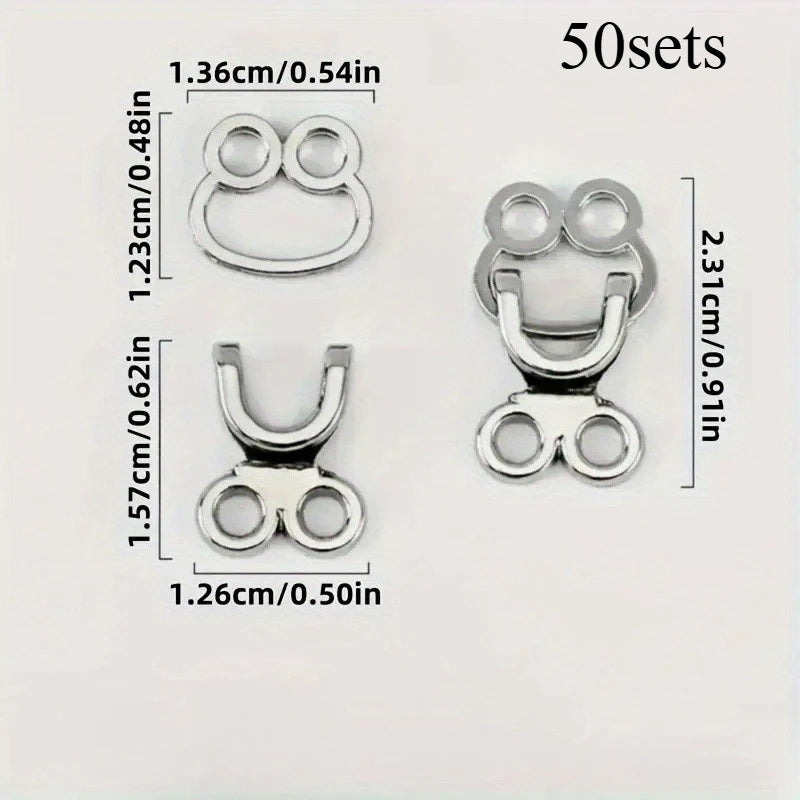 50-Set Zinc Alloy Invisible Hook & Eye Closures for Sewing Sewing Fasteners Axl 50pcs