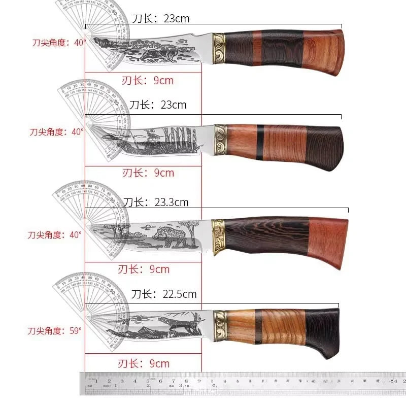 Fixed Blade Camping Knife – Engraved Stainless Steel & Wood Handle Fixed Blade Knife Axl
