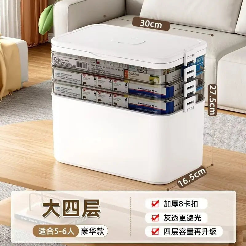 3-Tier Family Medicine Storage Box | First Aid Organizer Medicine Storage Box Axl 4-White As whown