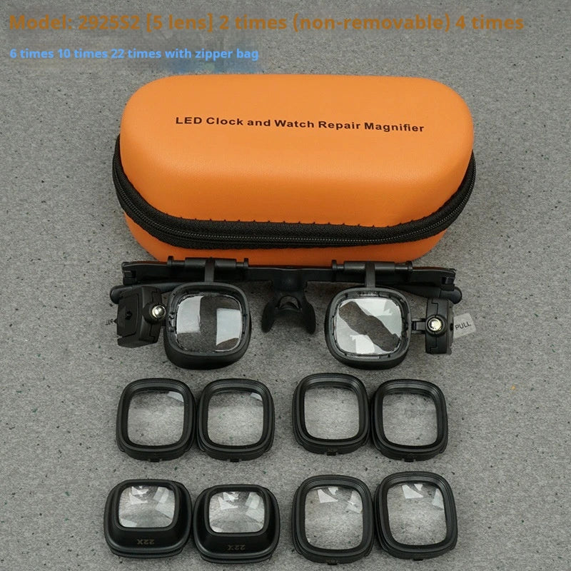 Head-Mounted LED Magnifier Glasses – 24X with Multiple Lenses LED Magnifier Glasses Axl 2925S2