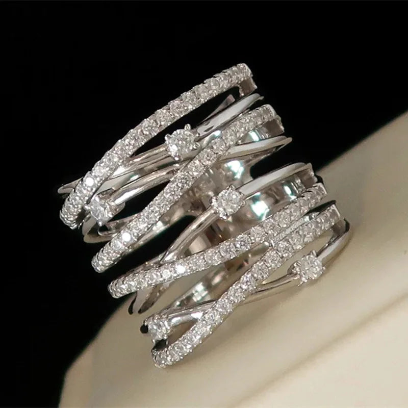 Huitan Wide Band Cubic Zirconia Ring – Silver Fashion Ring Fashion Ring Axl Q327 6