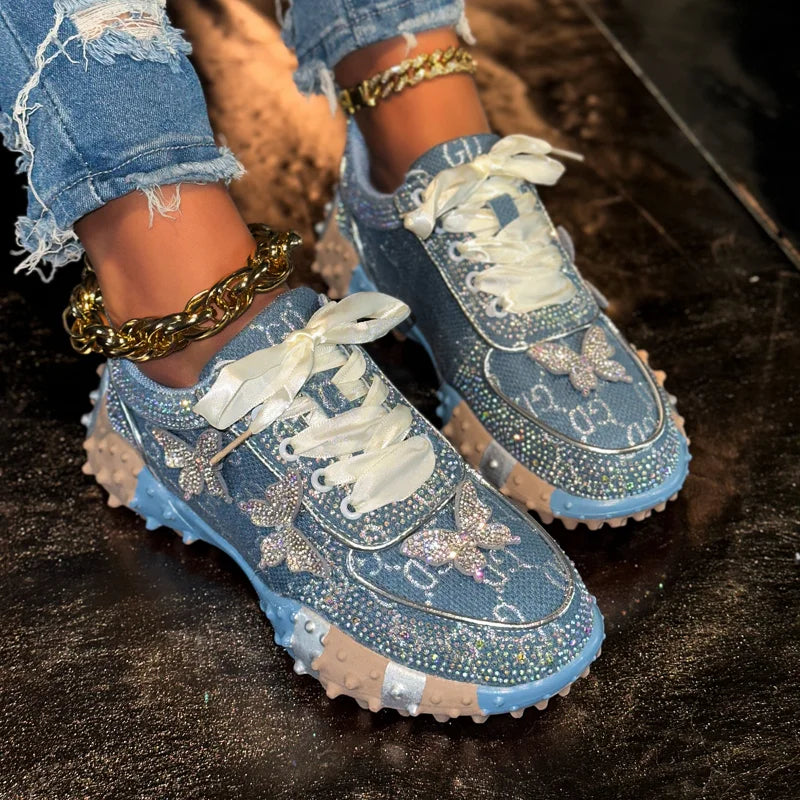 Women's Rhinestone Platform Sneakers – Luxury Fashion Shoes Platform Sneakers Axl