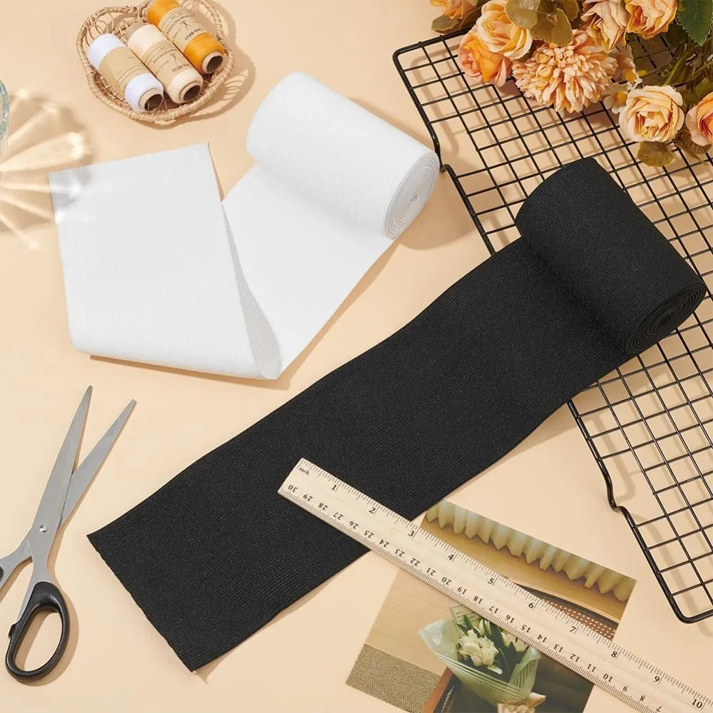 4-Inch Flat Elastic Band for Sewing – Black & White 6.6 Yd Set Sewing Elastic Band Axl