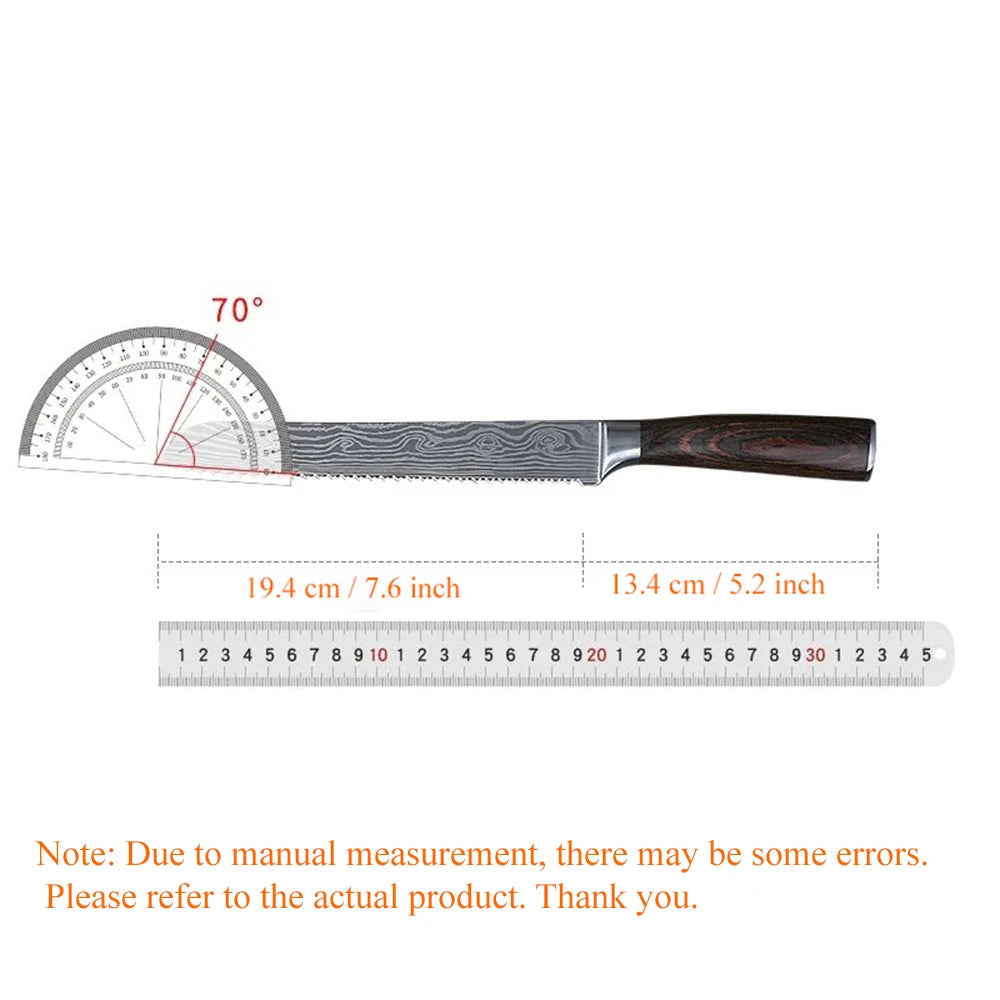 Damascus Serrated Bread Knife – Chef Slicing & Cheese Knife Serrated Bread Knife Axl