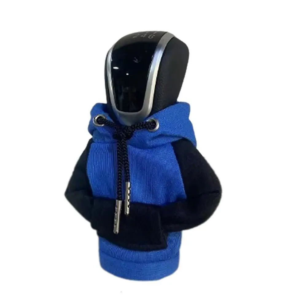 Cotton Hoodie Gear Shift Knob Cover – Color Stitching Car Decor Gear Shift Cover Axl BLUE-BLACK