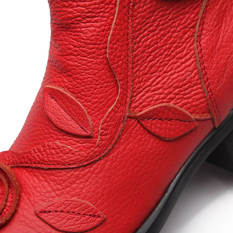 Women's Genuine Leather Wedge Ankle Boots – Retro Winter Style Wedge Ankle Boots Axl
