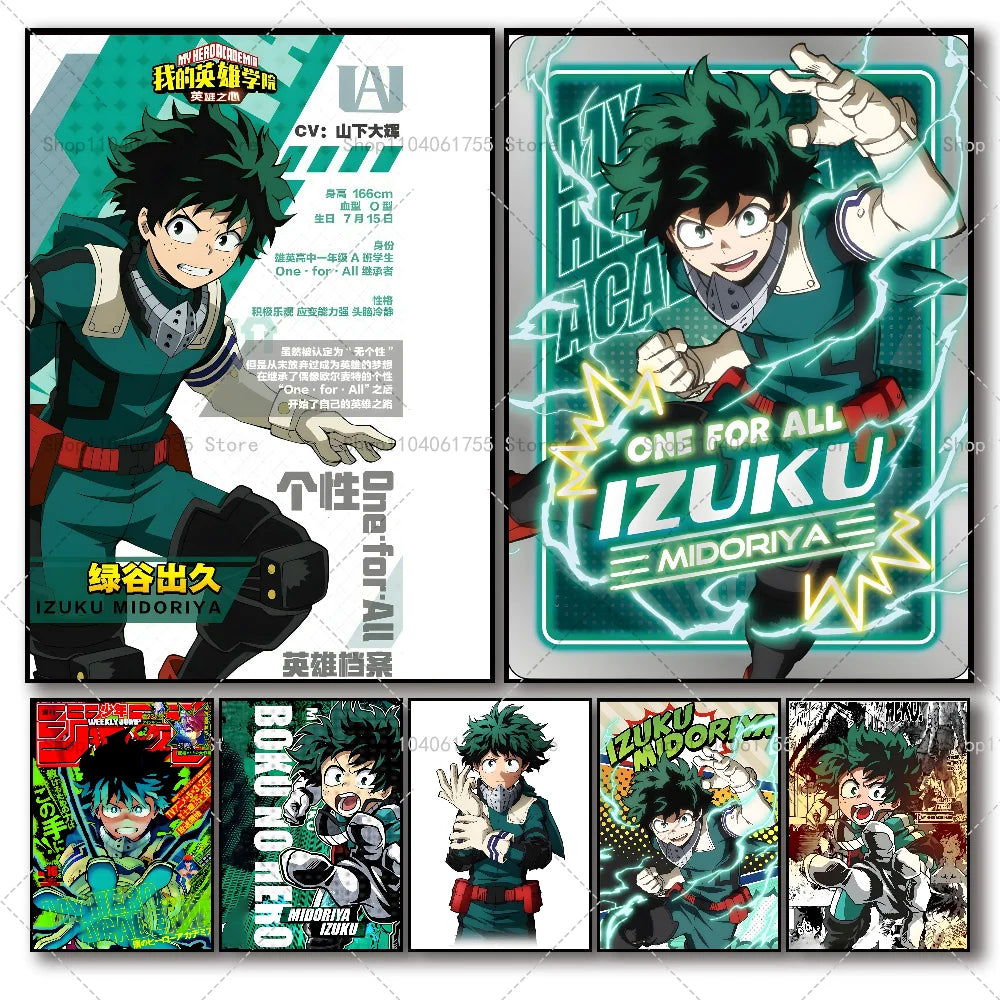 My Hero Academia Izuku Wall Poster – Waterproof Self-Adhesive Anime Wall Poster Axl