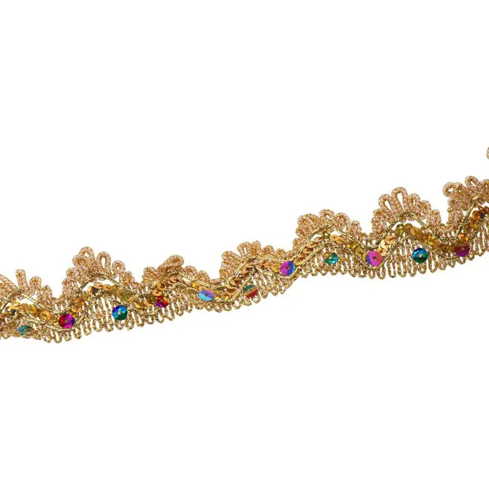 Sequined Gold Lace Trim Ribbon 9M – Beaded Craft Sewing Lace Trim Ribbon Axl
