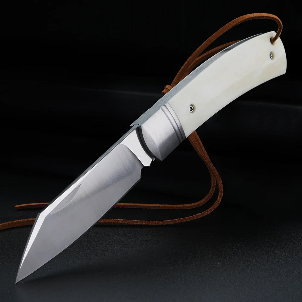 XUAN FENG D2 Steel Folding Knife – Bull Bone Handle EDC Pocket Folding Pocket Knife Axl