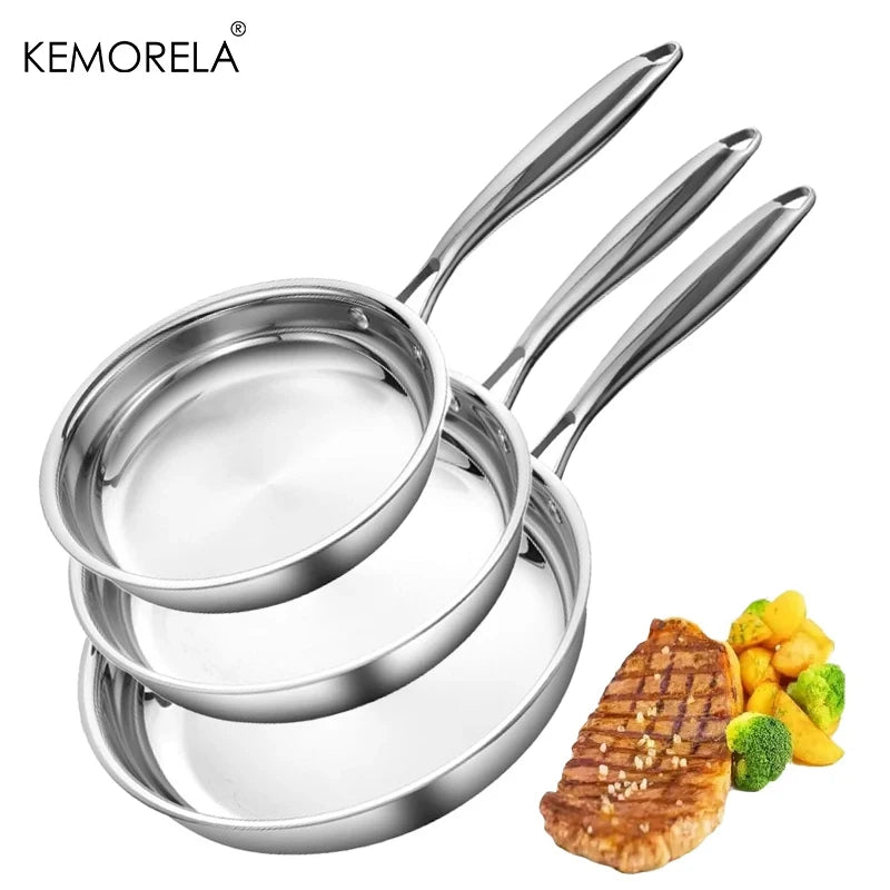 KEMORELA 3-Piece Stainless Steel Non-Stick Frying Pan Set Frying Pan Set Axl