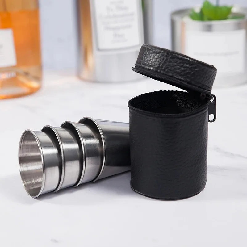 8-Piece Stainless Steel Shot Glasses Set with Storage Bag Shot Glass Set Axl