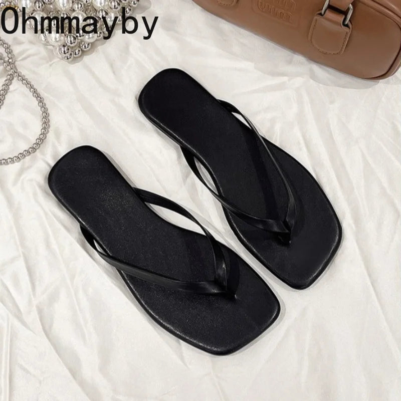 Women's Square Toe Flip Flops – Soft Sole Summer Slides Women's Flip Flops Axl