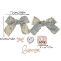 Denim Bow Rhinestone Shoe Charms DIY Decoration Kit – 6pc Shoe Charm Set Axl 1Set