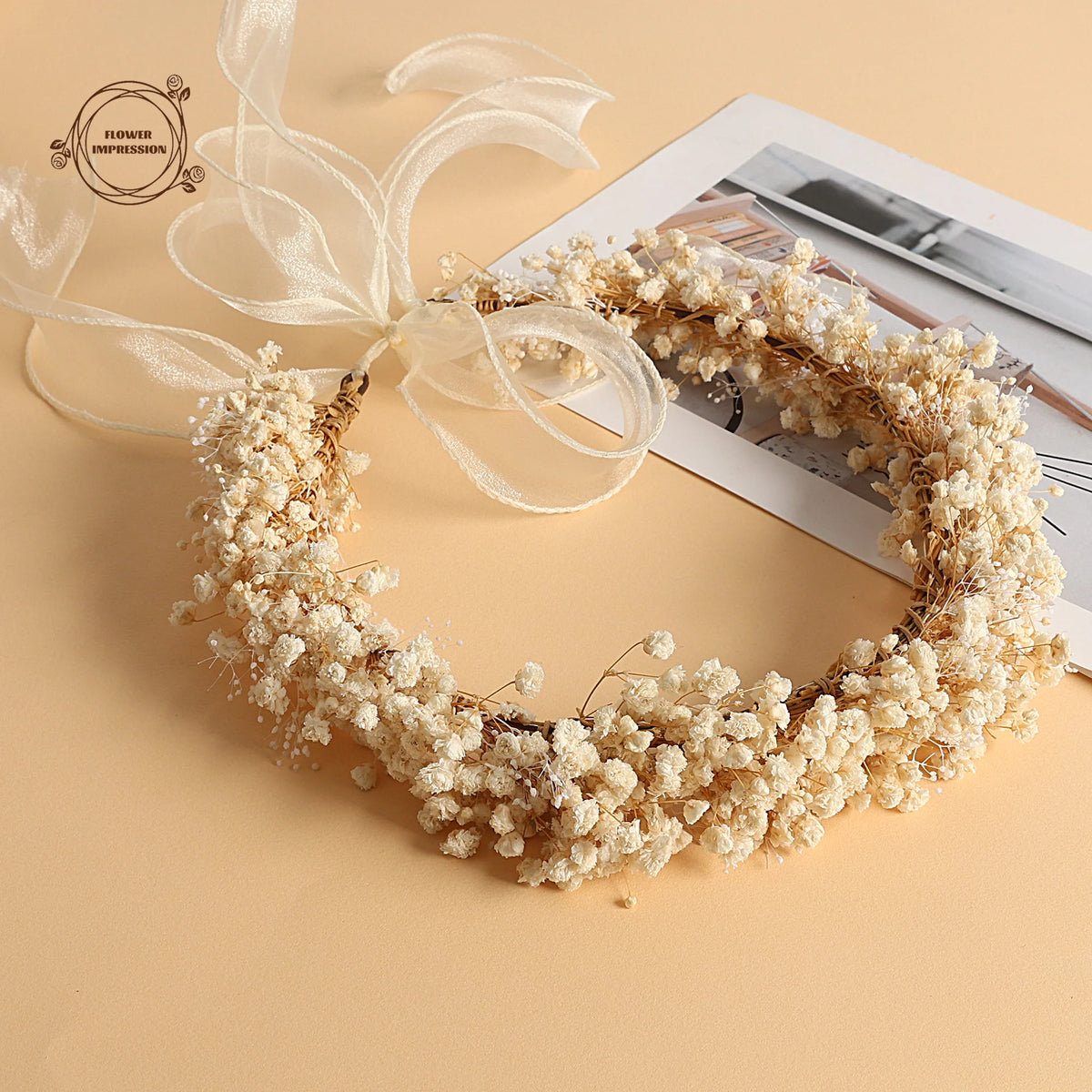 Handmade Baby's Breath Flower Crown – Dry Gypsophila Wreath Flower Crown Wreath Axl
