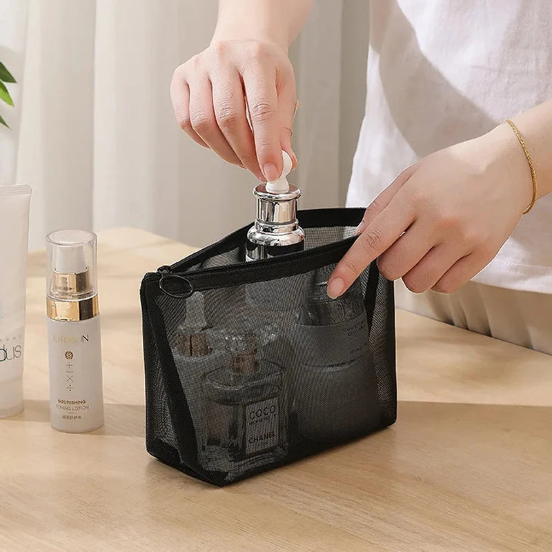 Mesh Clear Cosmetic Bag – Travel Makeup & Toiletry Organizer Cosmetic Organizer Bag Axl