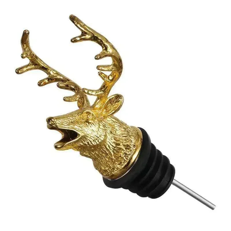 Deer Head Wine Bottle Pourer – Zinc Alloy Spout Stopper Wine Bottle Pourer Axl Gold