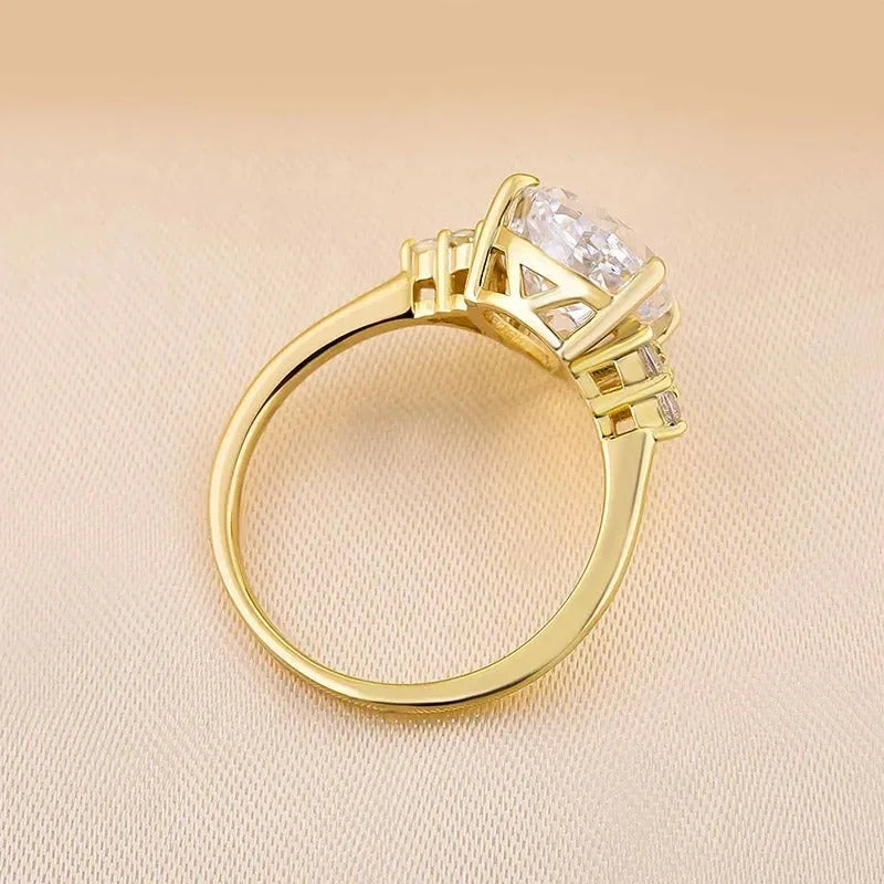 Huitan Gold Waterdrop Cubic Zirconia Ring – Women's Wedding Band CZ Fashion Ring Axl