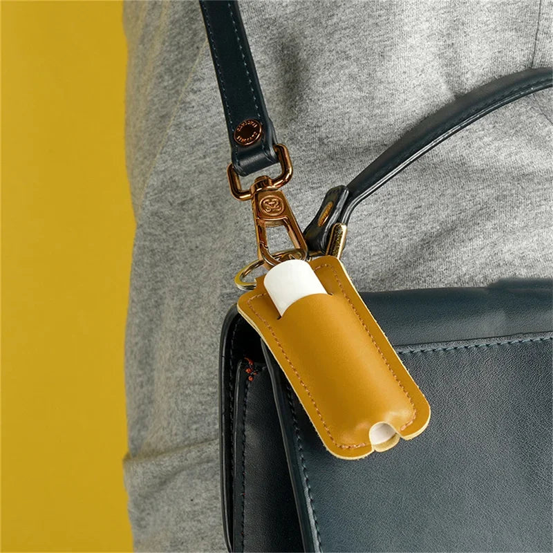 PU Leather Lipstick Holder Keychain – Portable Cosmetic Case Lipstick Organizer Case Axl