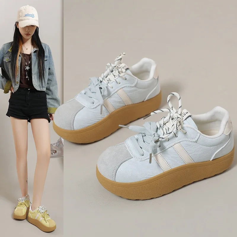 Women's Retro Thick Sole White Sneakers – Lightweight Trainer Women's Sneakers Axl blue 39
