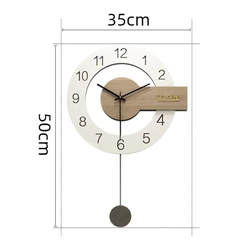 Modern Silent Pendulum Wall Clock – Wood & Acrylic Minimalist Pendulum Wall Clock Axl 50X35CM