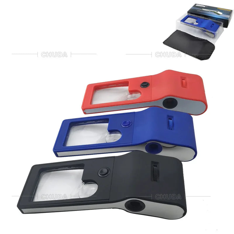 3X 10X 55X Handheld Magnifying Glass with LED & UV Light Handheld Magnifier Loupe Axl