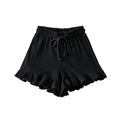 Women's High Waist Ruffle Drawstring Wide Leg Shorts Women's Casual Shorts Axl Black-XL