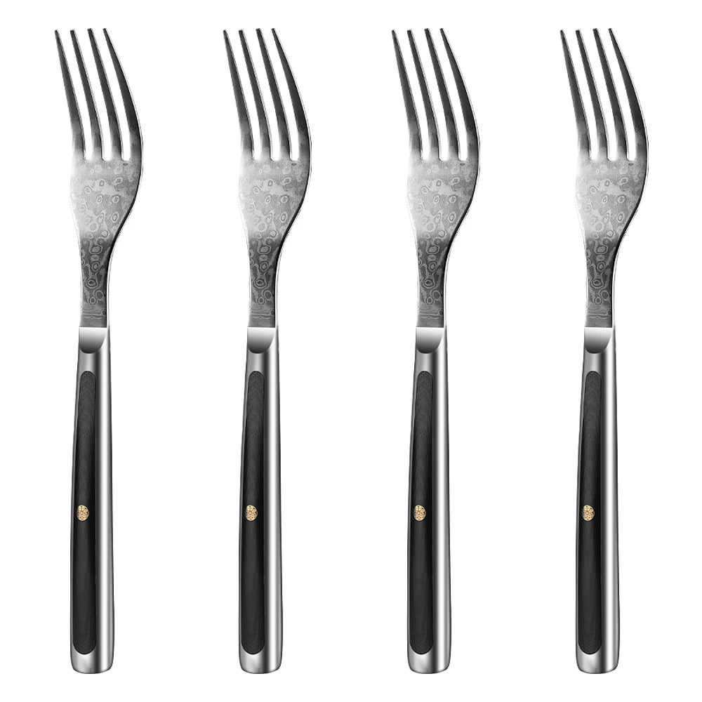 Sunnecko Damascus Steak Forks Set – VG10 Steel & G10 Handle Damascus Steak Fork Set Axl 4PCS Set China Mainland