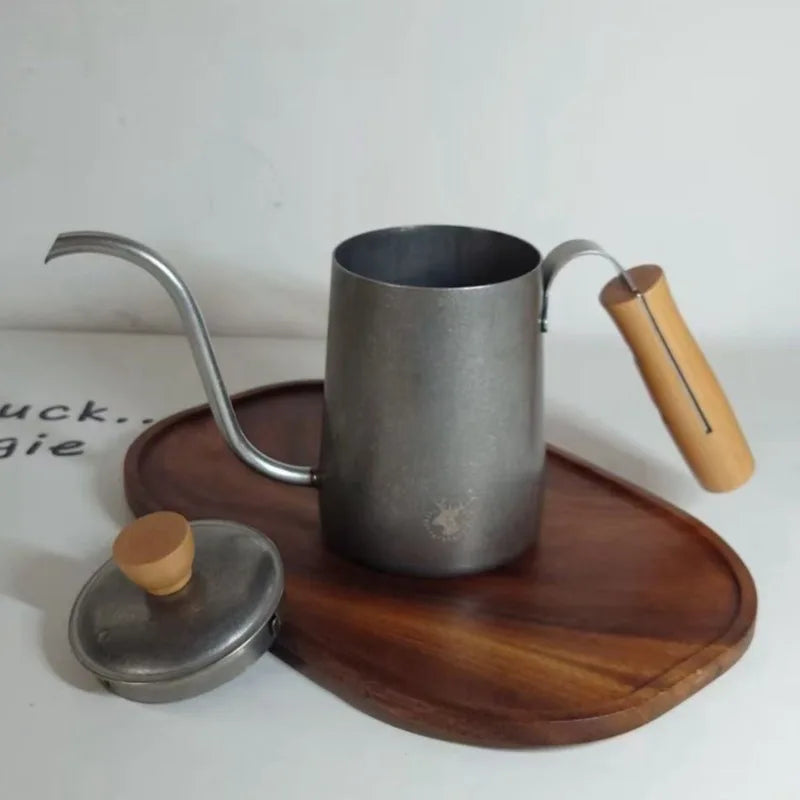 Vintage Stainless Steel Coffee Pot – 1L Wooden Handle Teapot Coffee & Tea Pot Axl