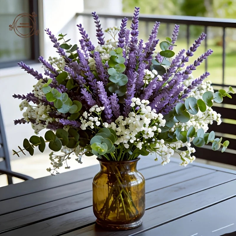35-Pc Artificial Lavender & Baby's Breath UV-Resistant Floral Set Artificial Floral Set Axl style