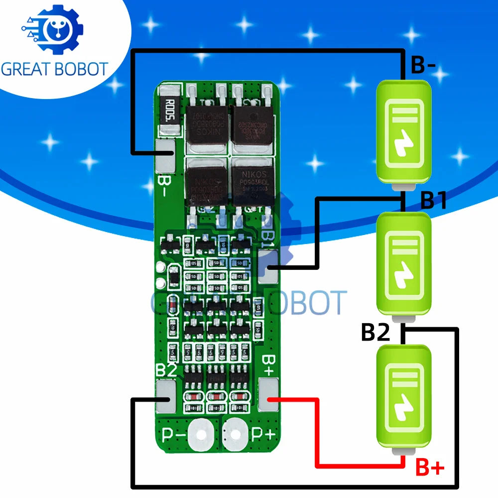 3S 15A BMS Protection Board for 18650 Li-ion Battery 12.6V BMS Protection Board Axl Default Title