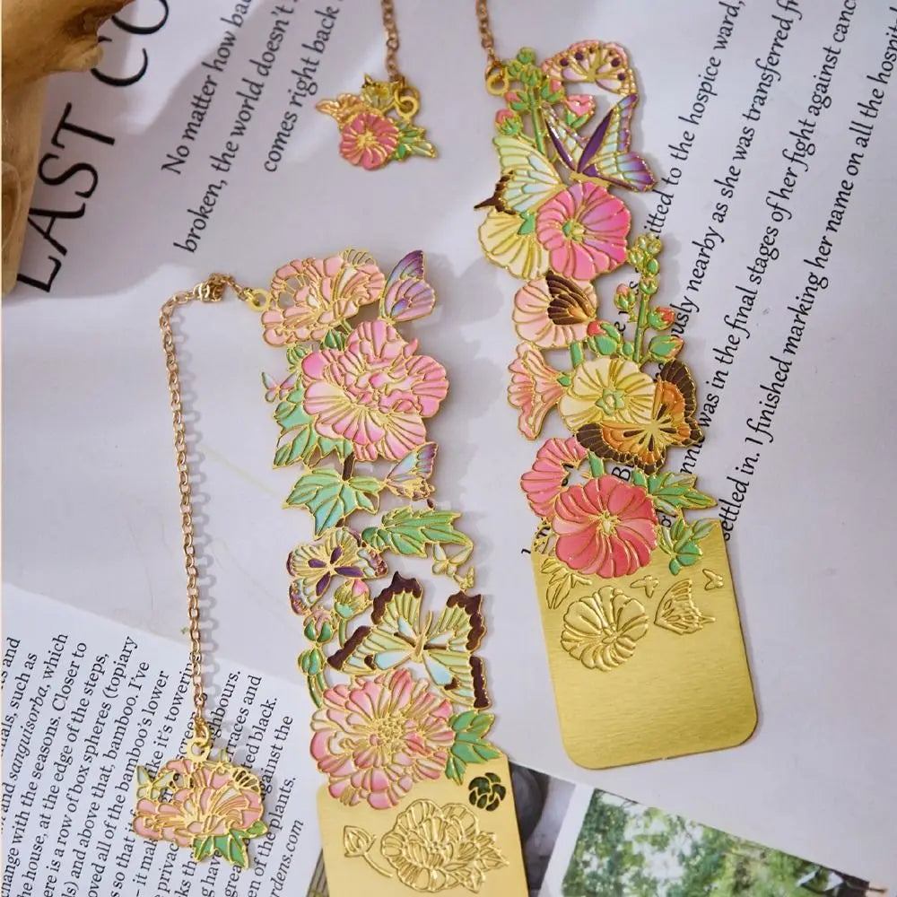 Retro Metal Hollow Flower Bookmark with Tassel | Chinese Style Metal Bookmark Axl